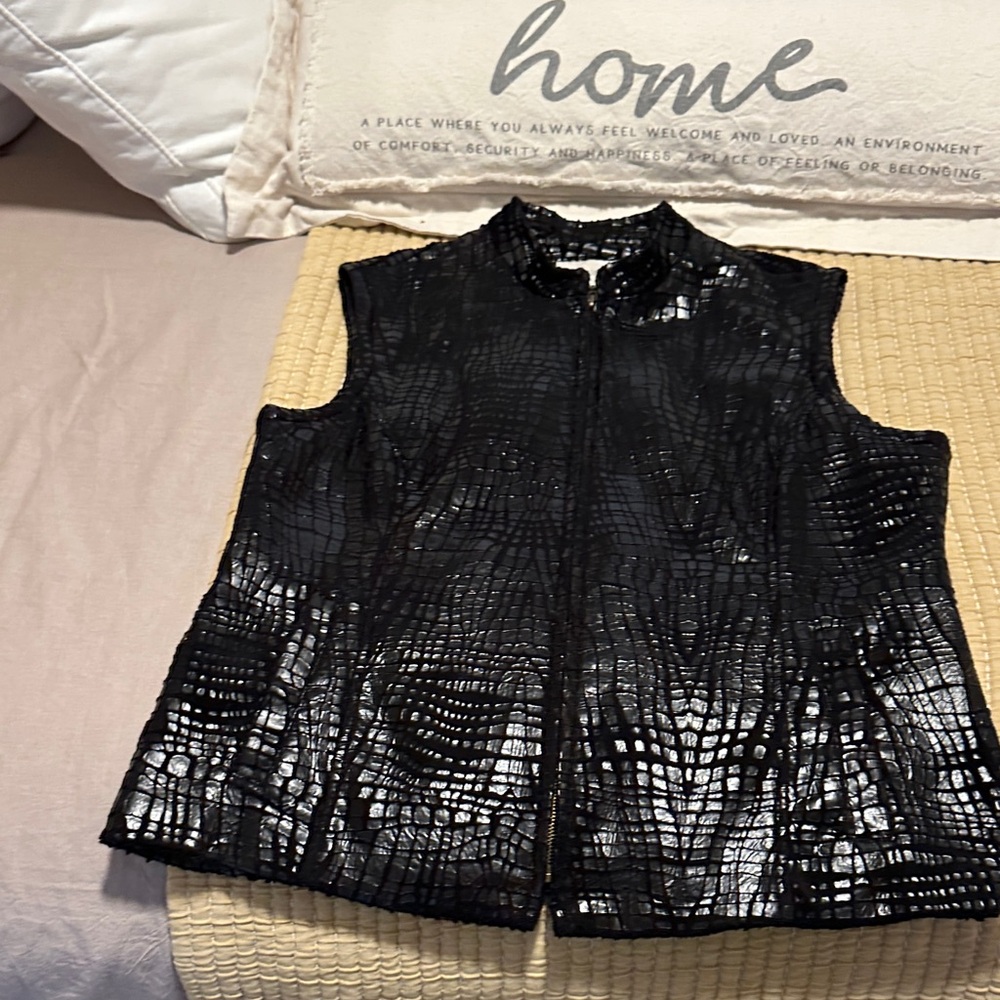 Erin London Black Croc-Textured Vest